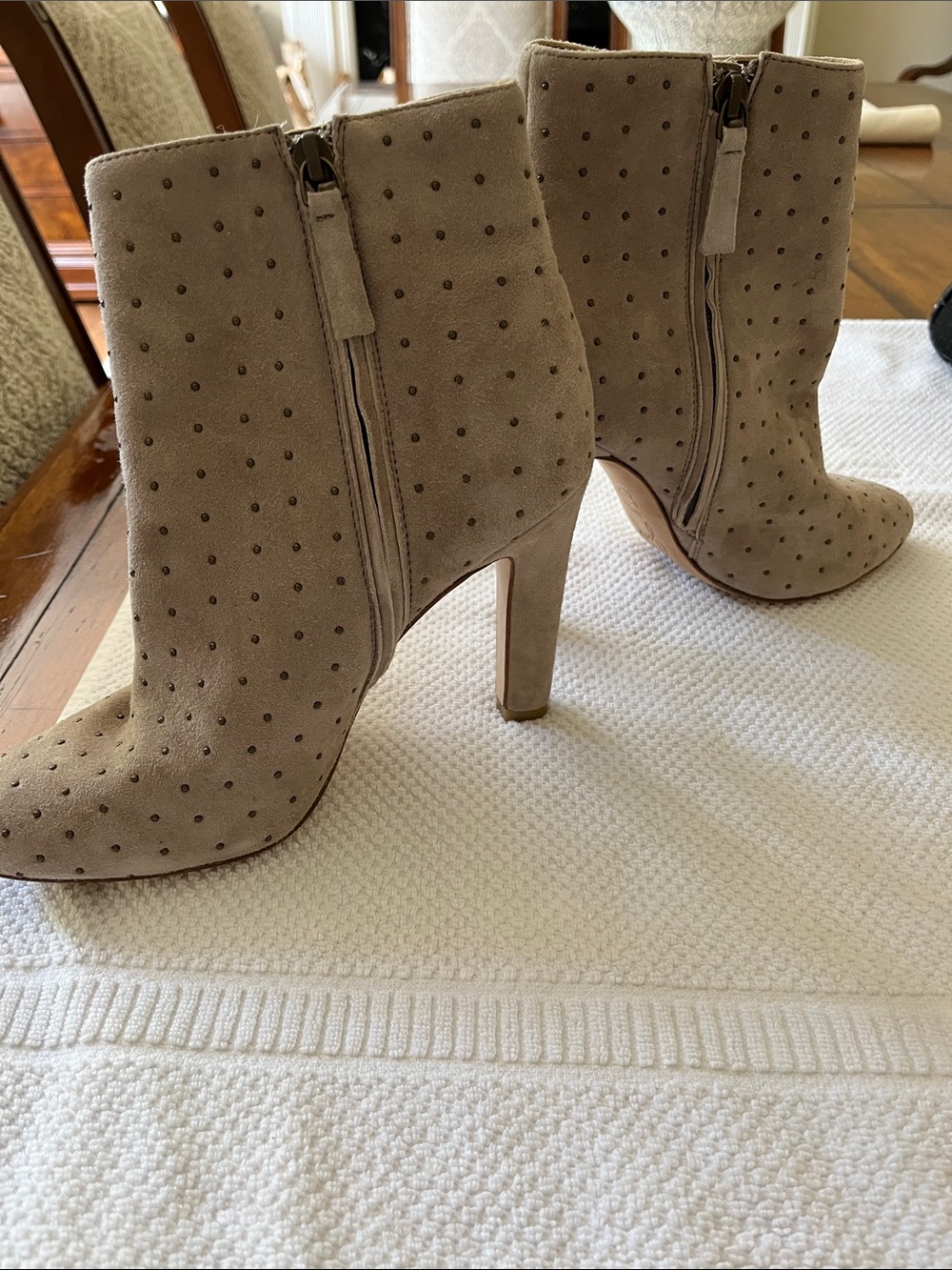 Joie Taupe Suede Studded Ankle Boots